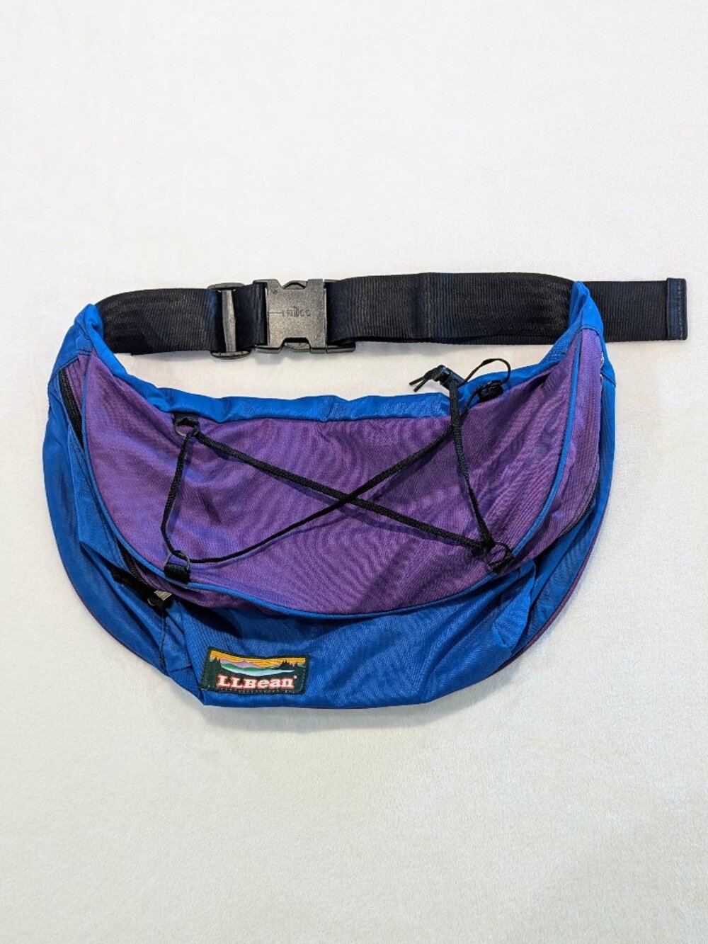 L.L. BEAN Vintage Deluxe Fanny Pack #5149 100% Nylon Blue Purple Large Oversized